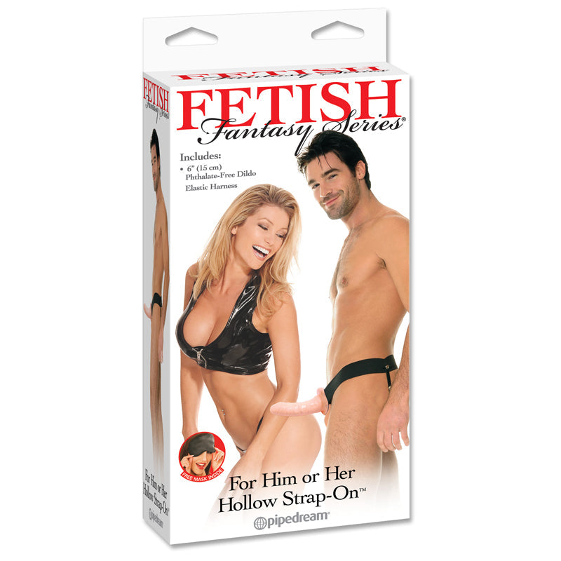 Fetish Fantasy Series For Him or Her 6 " Hollow Strap-On Beige/Black