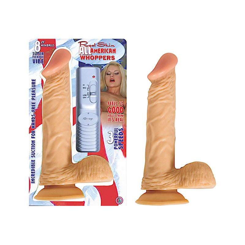 All American Whoppers 8" Vibrating Dong with Balls