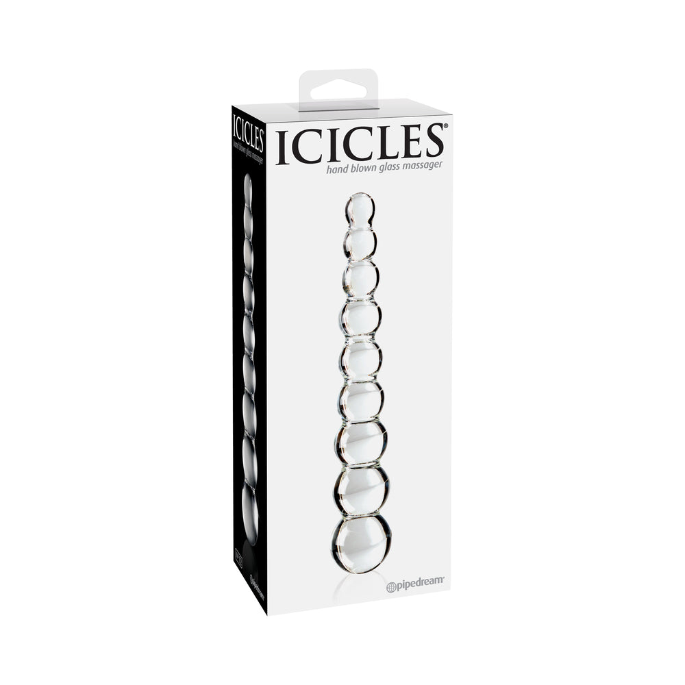 Icicles No. 2 Beaded 8.5 " Glass Dildo Clear