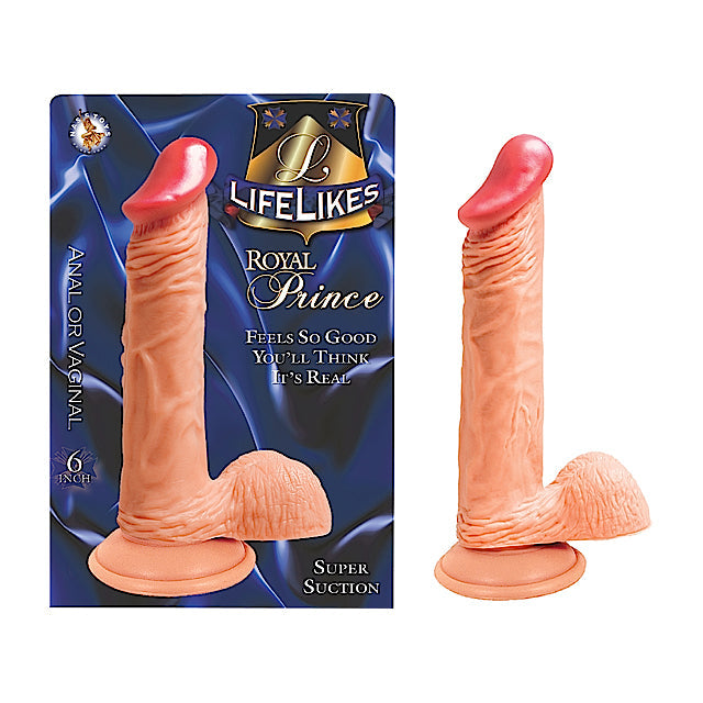 Lifelikes Royal Prince Dong With Balls & Suction Base 6" (White)