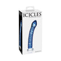 Icicles No. 29 Curved Textured 7.25 " Glass Dildo Blue