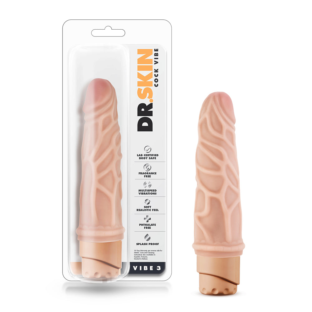Dr. Skin Cock Vibe 3 Realistic 7.25 " Vibrating Dildo Beige