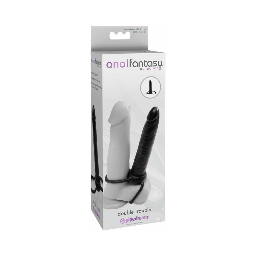 Anal Fantasy Collection Double Trouble 6 " Dual-Entry Strap-On Dildo Black