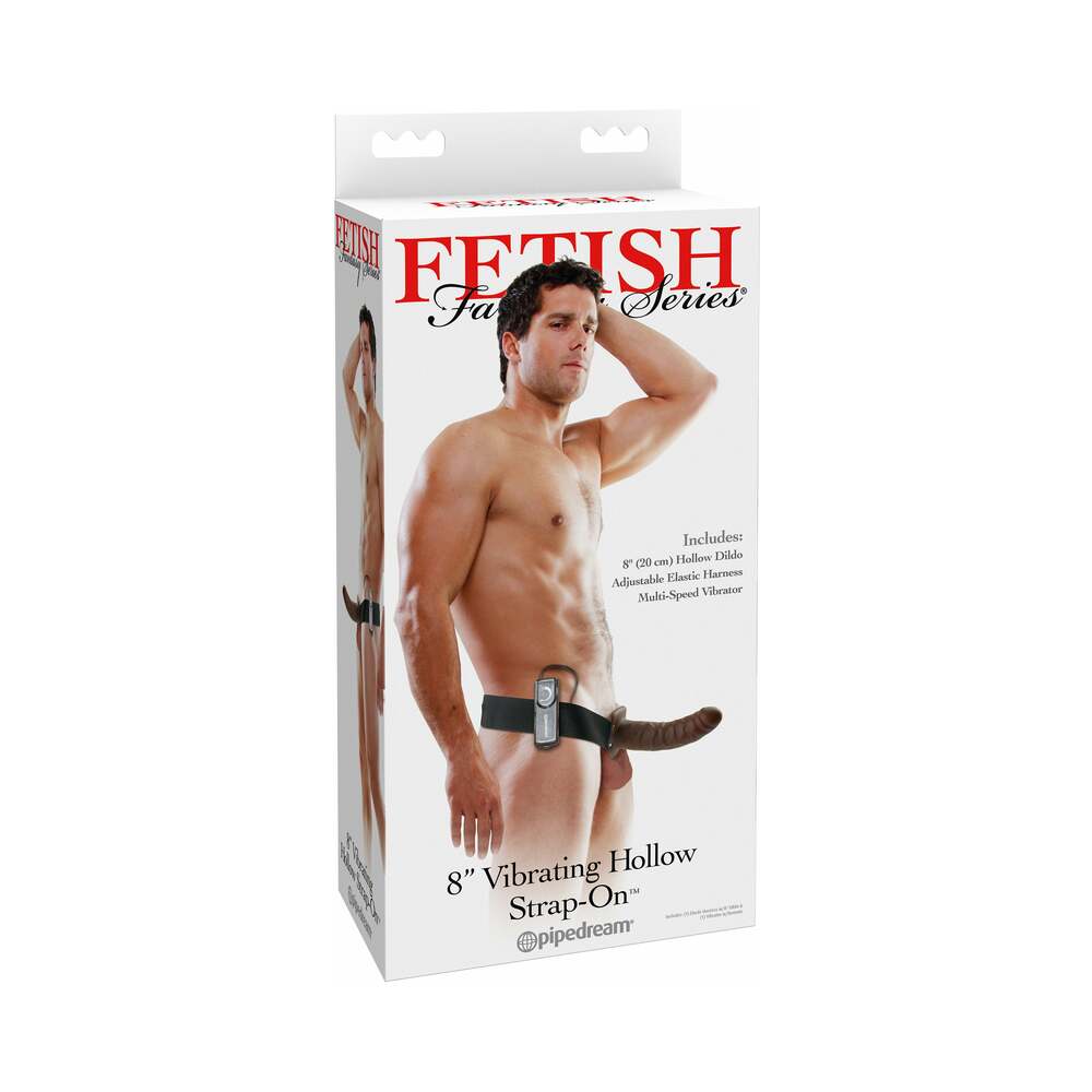 Fetish Fantasy Series 8 " Vibrating Hollow Strap-On Brown/Black
