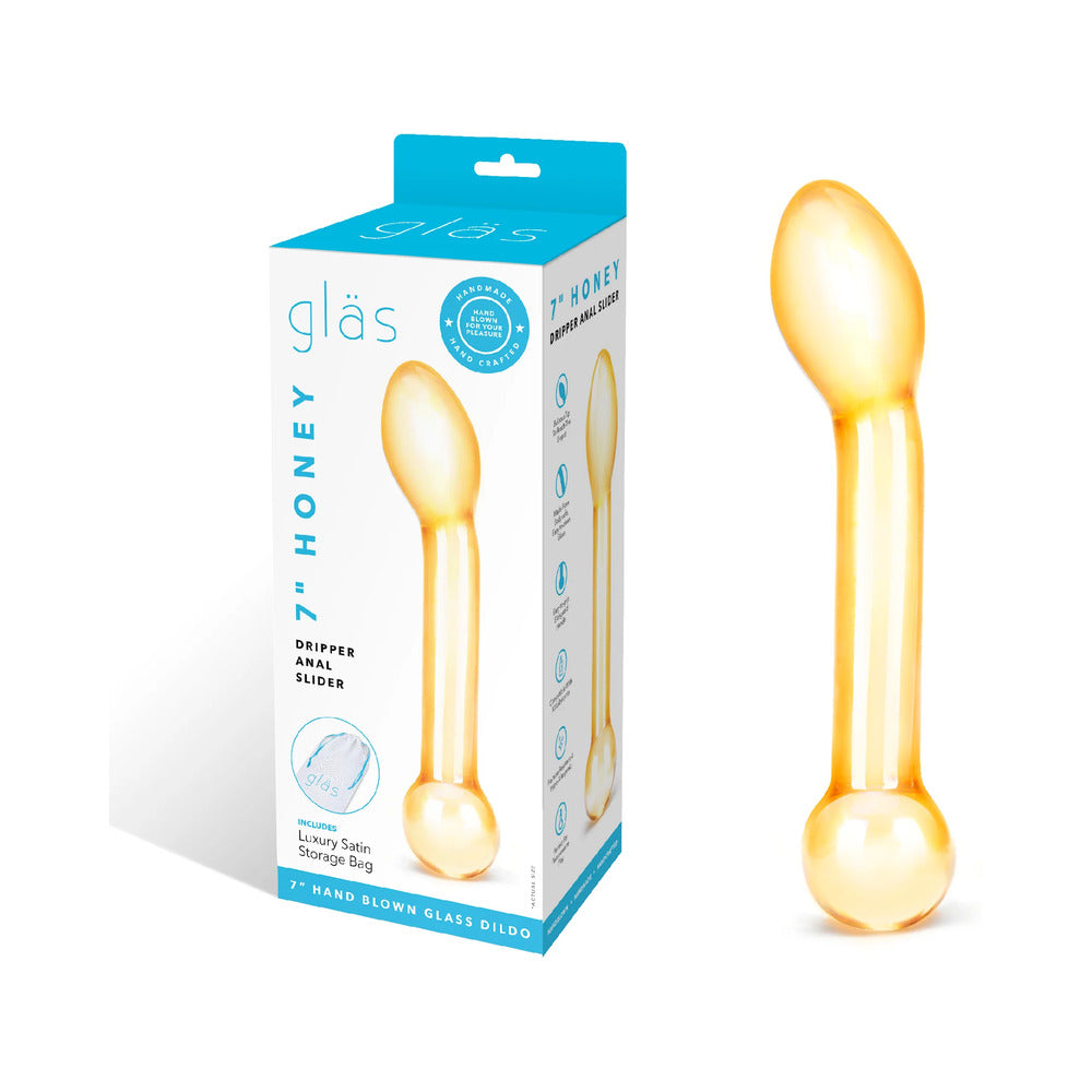 Glas 7 " Honey Dripper Anal Slider Prostate Stimulating Glass Dildo