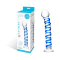 Glas 7.5 " Blue Spiral Glass Dildo