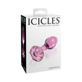 Icicles No. 48 Glass 3.5 " Anal Plug With Flower Base Pink