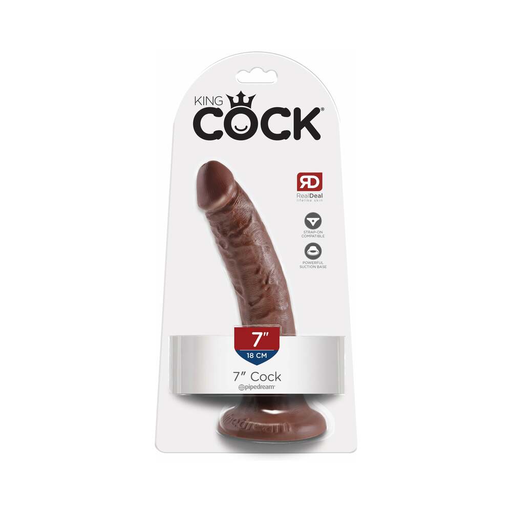King Cock 7 " Cock Realistic Dildo With Suction Cup Brown