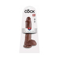 King Cock 10 " Cock With Balls Realistic Suction Cup Dildo Brown