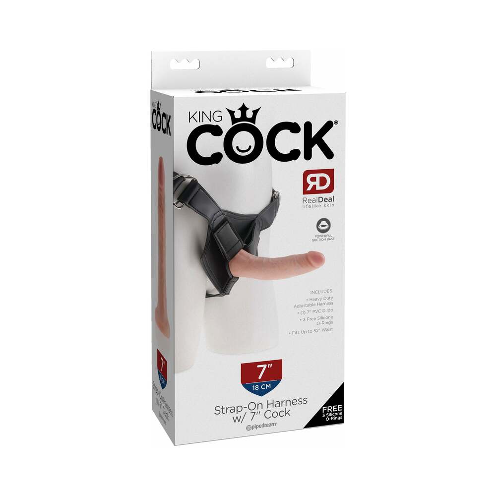 King Cock Strap-On Harness With 7 " Cock Beige