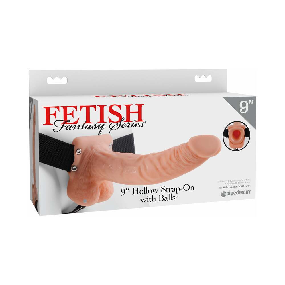 Fetish Fantasy Series 9 " Hollow Strap-On with Balls Light/Black