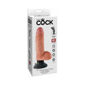 King Cock 7 " Vibrating Cock With Balls Poseable Suction Cup Dildo Beige