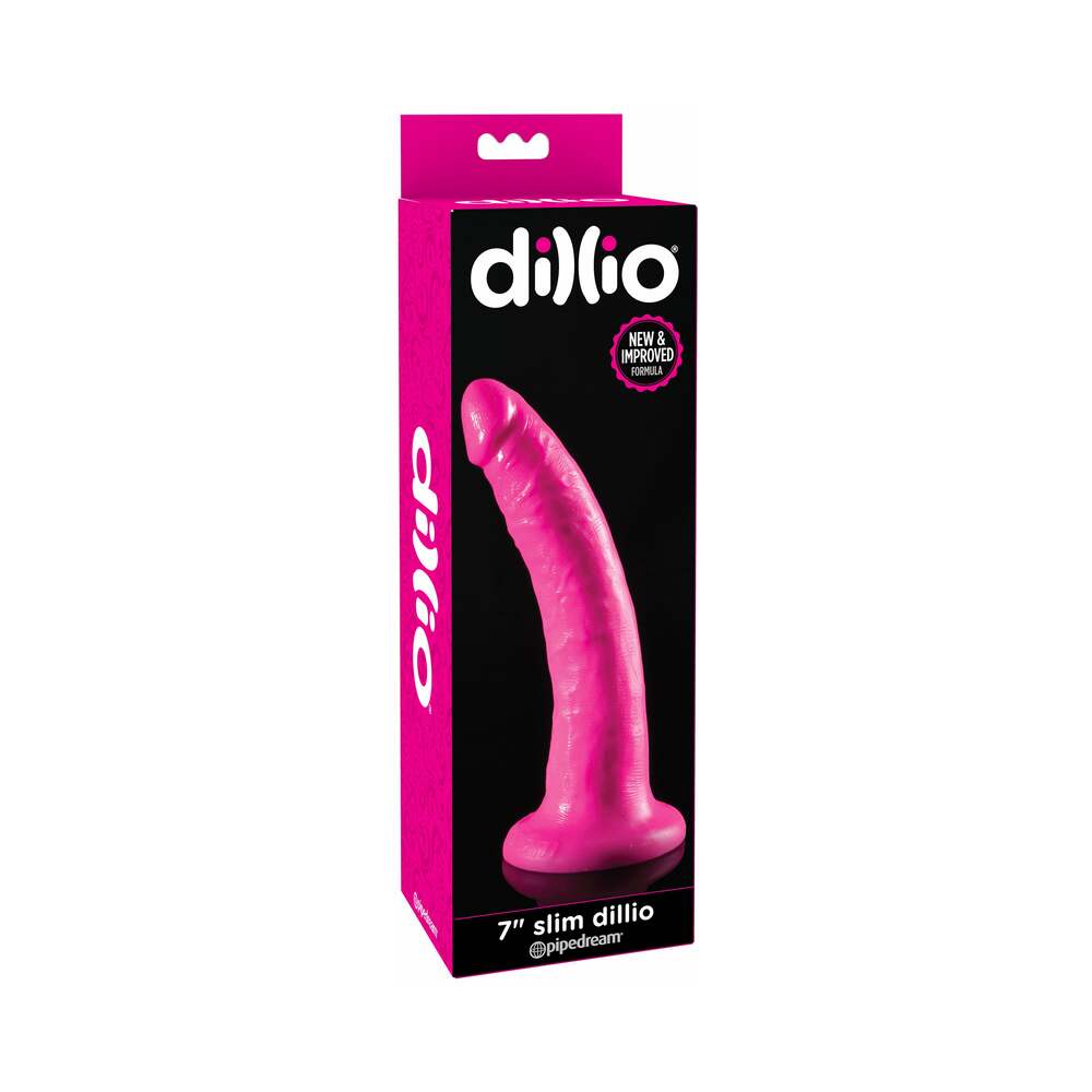 Dillio 7 " Slim Realistic Dildo With Suction Cup Pink