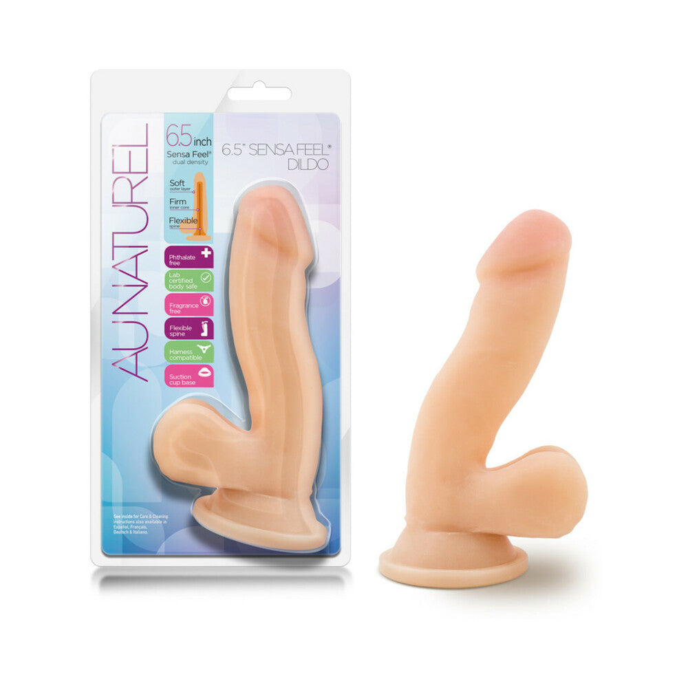 Au Naturel 6.5 " Posable Dual Density Dildo with Balls Beige
