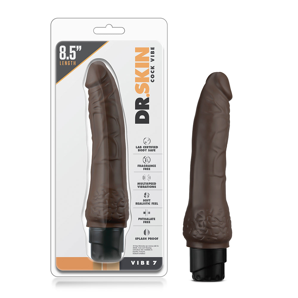 Dr. Skin Cock Vibe 7 Realistic 8.5 " Vibrating Dildo Brown