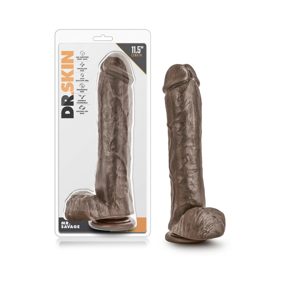 Dr. Skin Mr. Savage Realistic 11.5 " Dildo with Balls Brown