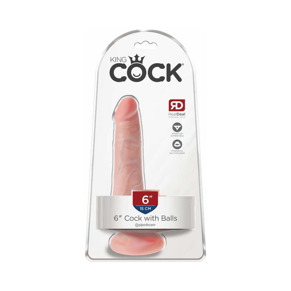 King Cock 6 " Cock With Balls Realistic Suction Cup Dildo Beige