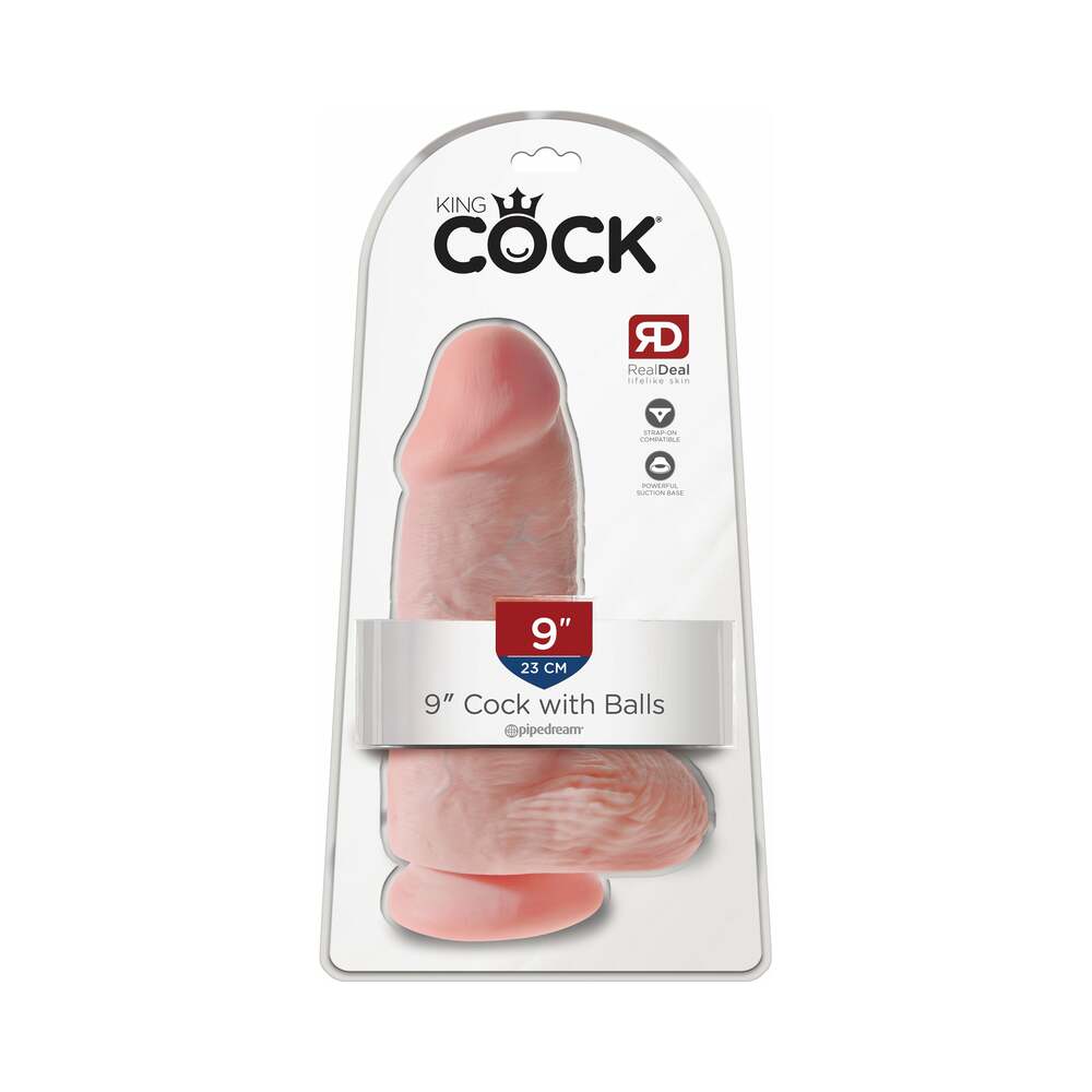 King Cock Chubby 9 " Cock With Balls Realistic Suction Cup Dildo Beige