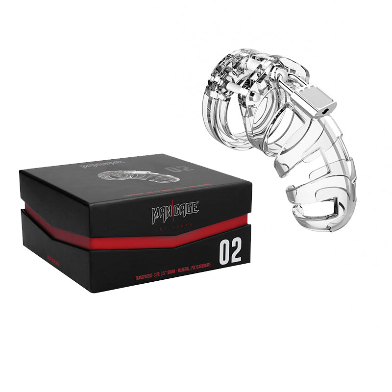 Shots ManCage Model 02 Adjustable 3.5 " Chastity Cock Cage Clear