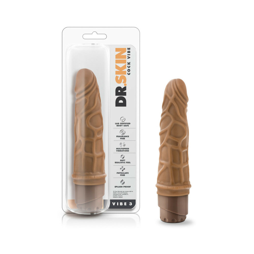 Dr. Skin Cock Vibe 3 Realistic 7.25 " Vibrating Dildo Tan