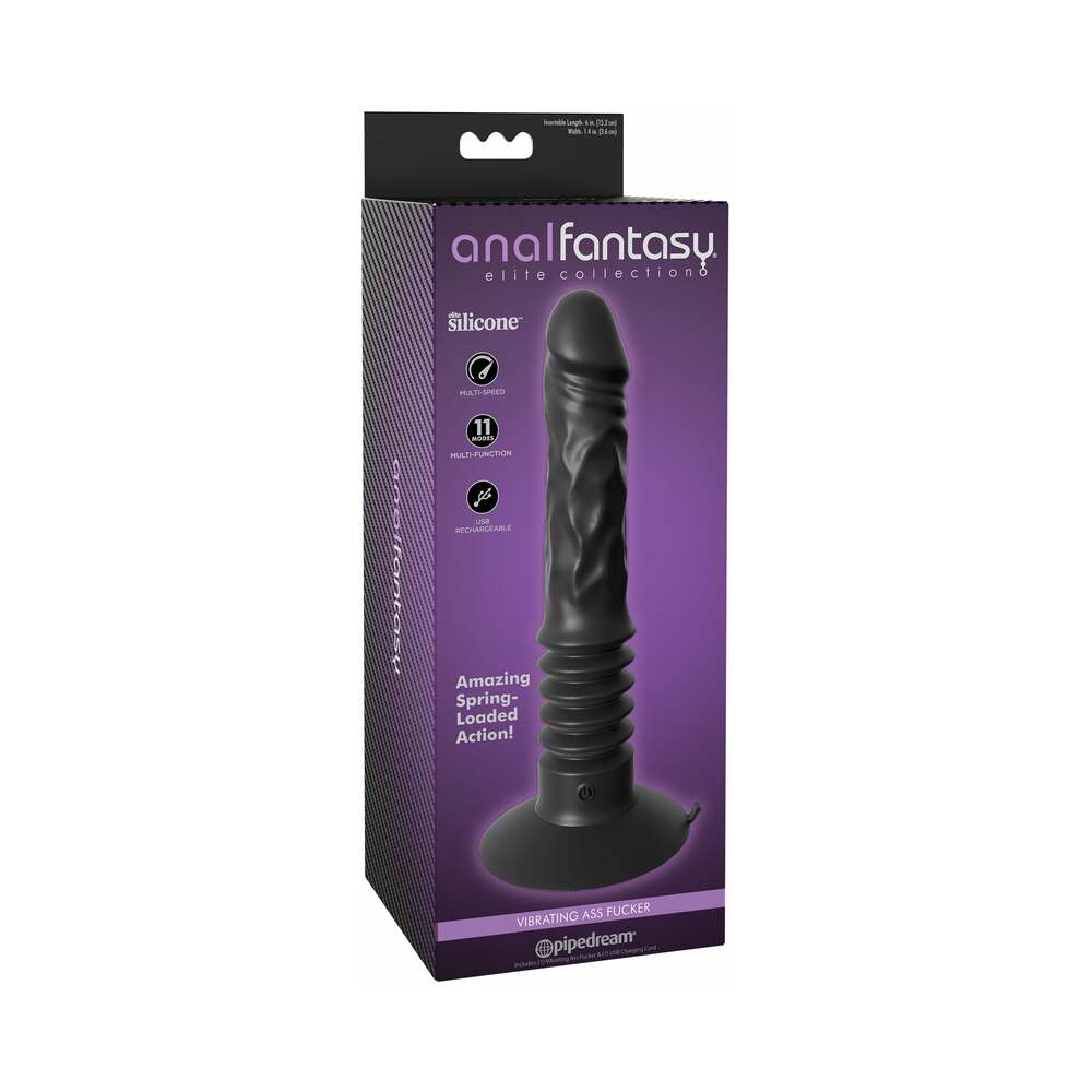 Anal Fantasy Elite Vibrating Ass Fucker 12 " Thrusting Dildo With Suction Cup Black