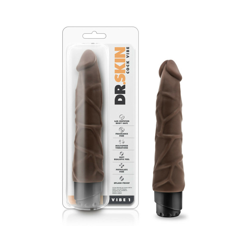Dr. Skin Cock Vibe 1 Realistic 9 " Vibrating Dildo Brown