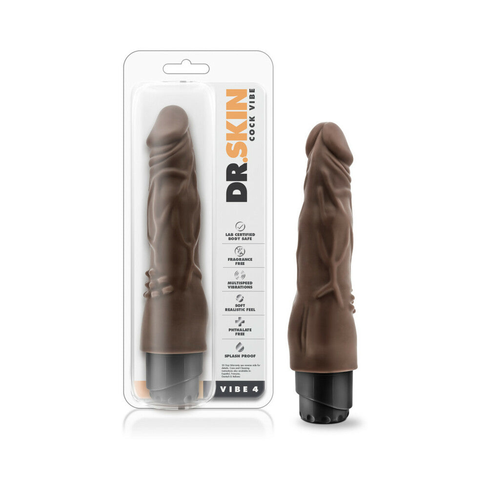 Dr. Skin Cock Vibe 4 Realistic 8 " Vibrating Dildo Brown