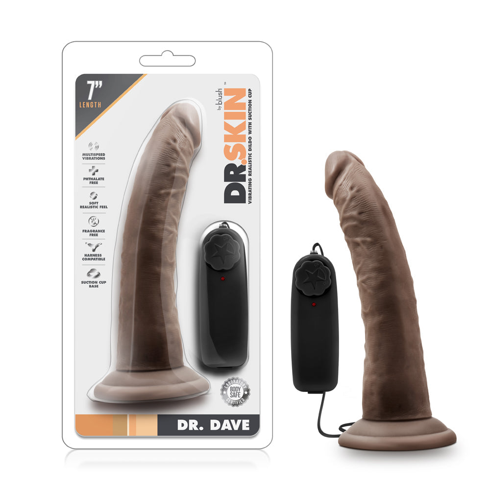 Dr. Skin Dr. Dave Realistic 7 " Vibrating Dildo Brown