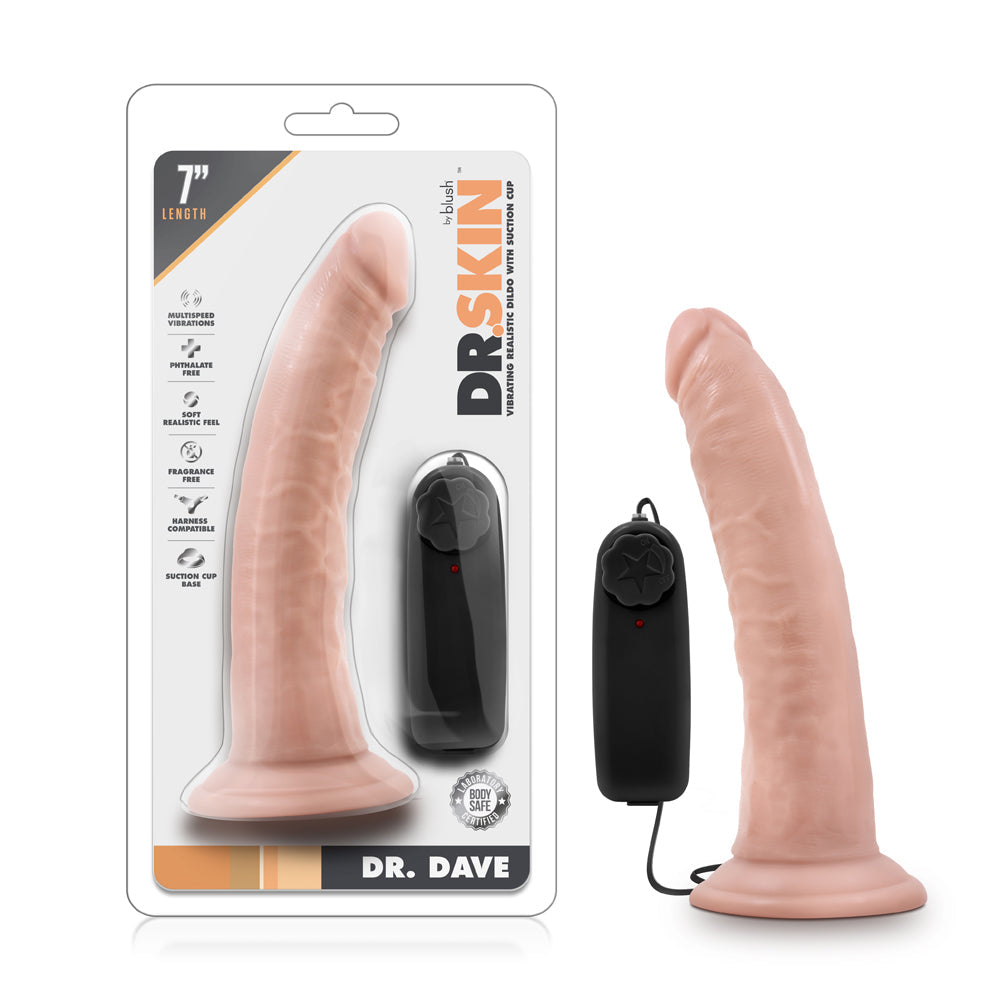 Dr. Skin Dr. Dave Realistic 7 " Vibrating Dildo Beige