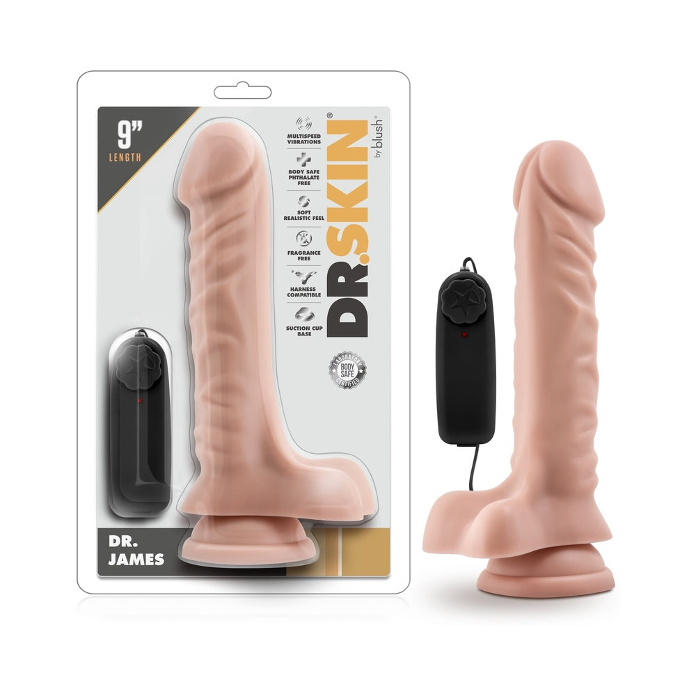 Dr. Skin Dr. James Realistic 9 " Vibrating Dildo with Balls Beige