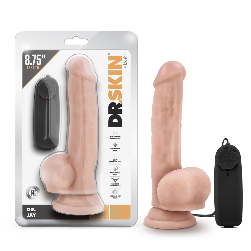 Dr. Skin Dr. Jay Realistic 8.75 " Vibrating Dildo with Balls Beige