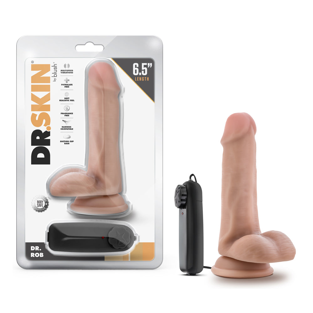 Dr. Skin Dr. Rob 6.5 " Vibrating Dildo with Balls Beige
