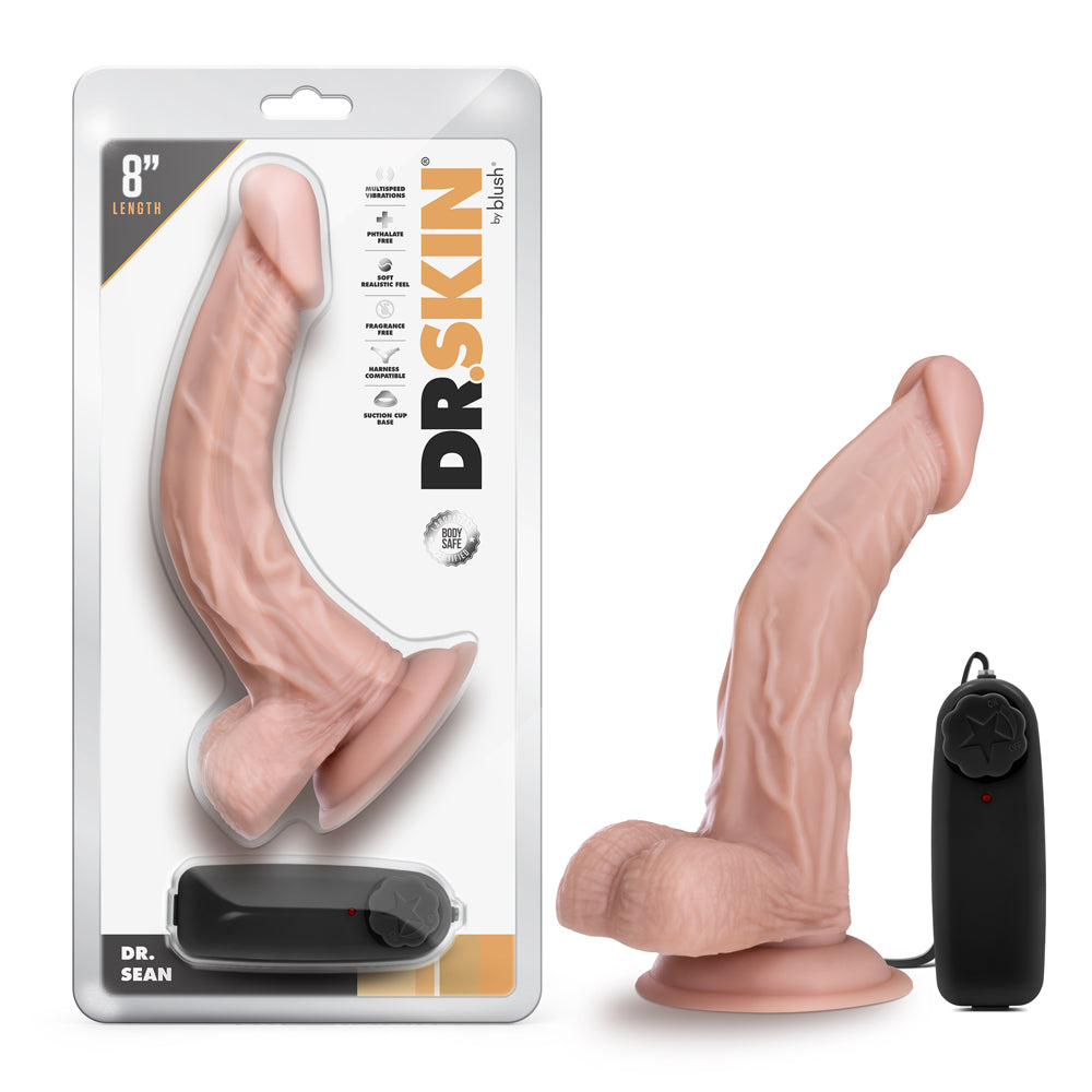 Dr. Skin Dr. Sean Realistic 8 " Vibrating Dildo with Balls Beige