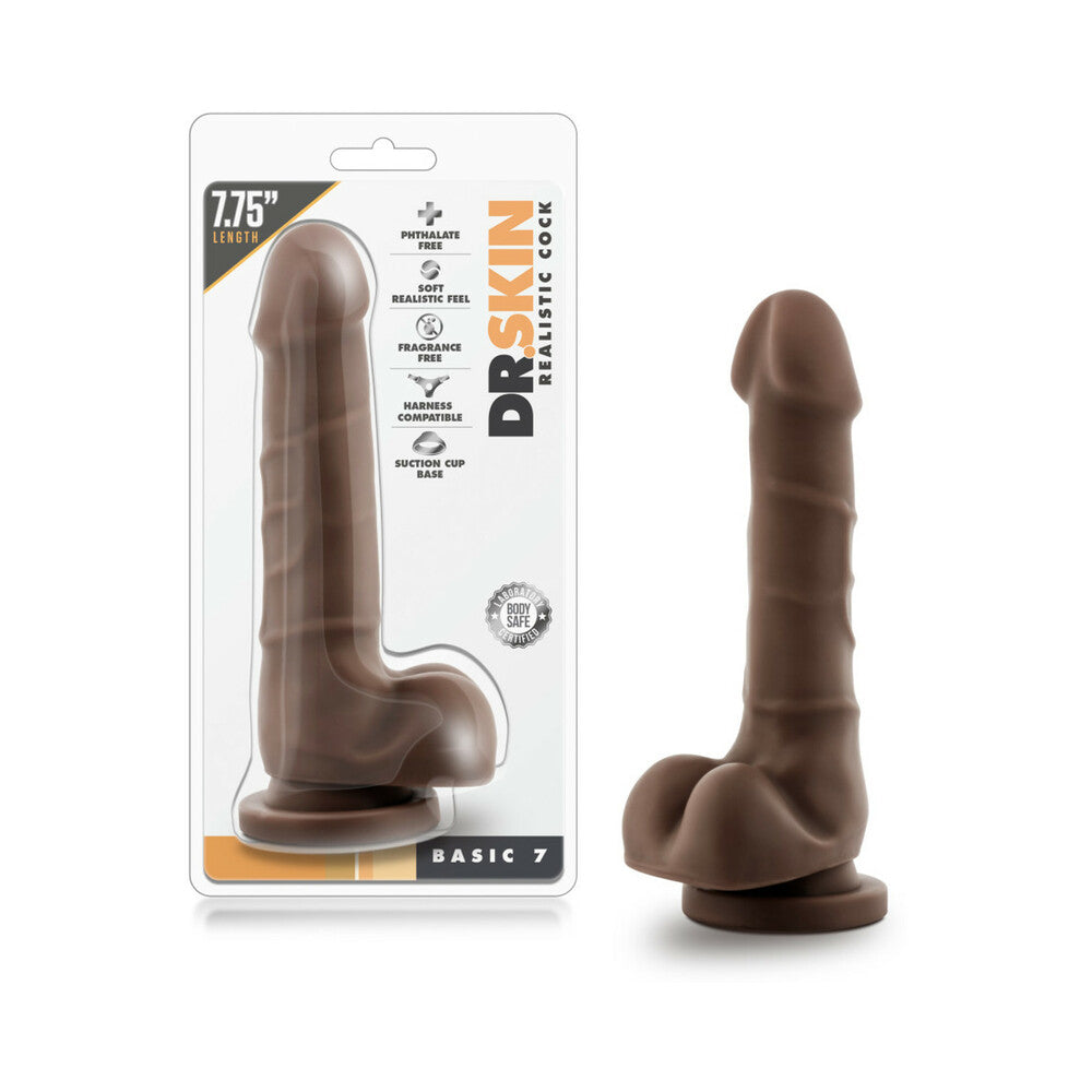 Dr. Skin Basic 7 Realistic 7.75 " Dildo with Balls Brown