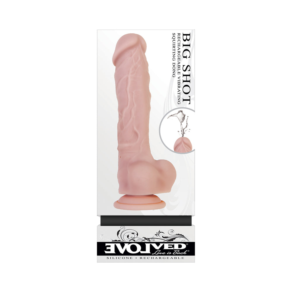 Evolved Big Shot Rechargeable Vibrating 8 " Silicone Squirting Dildo Beige