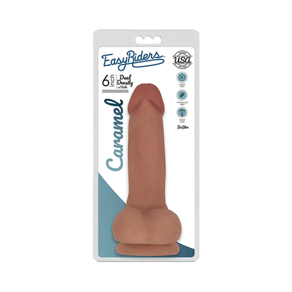 Curve Toys Easy Riders 6 " Dual Density Dildo with Balls & Suction Cup Tan