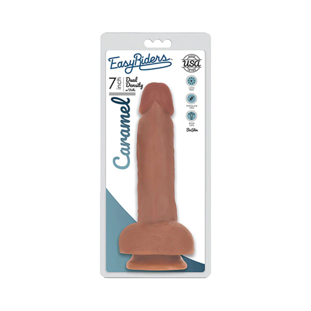 Curve Toys Easy Riders 7 " Dual Density Dildo with Balls & Suction Cup Tan
