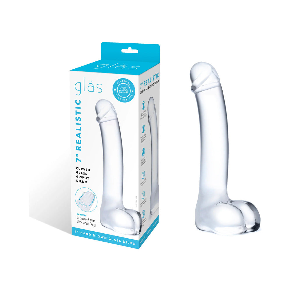 Glas 7 " Realistic Curved Glass G-Spot Dildo