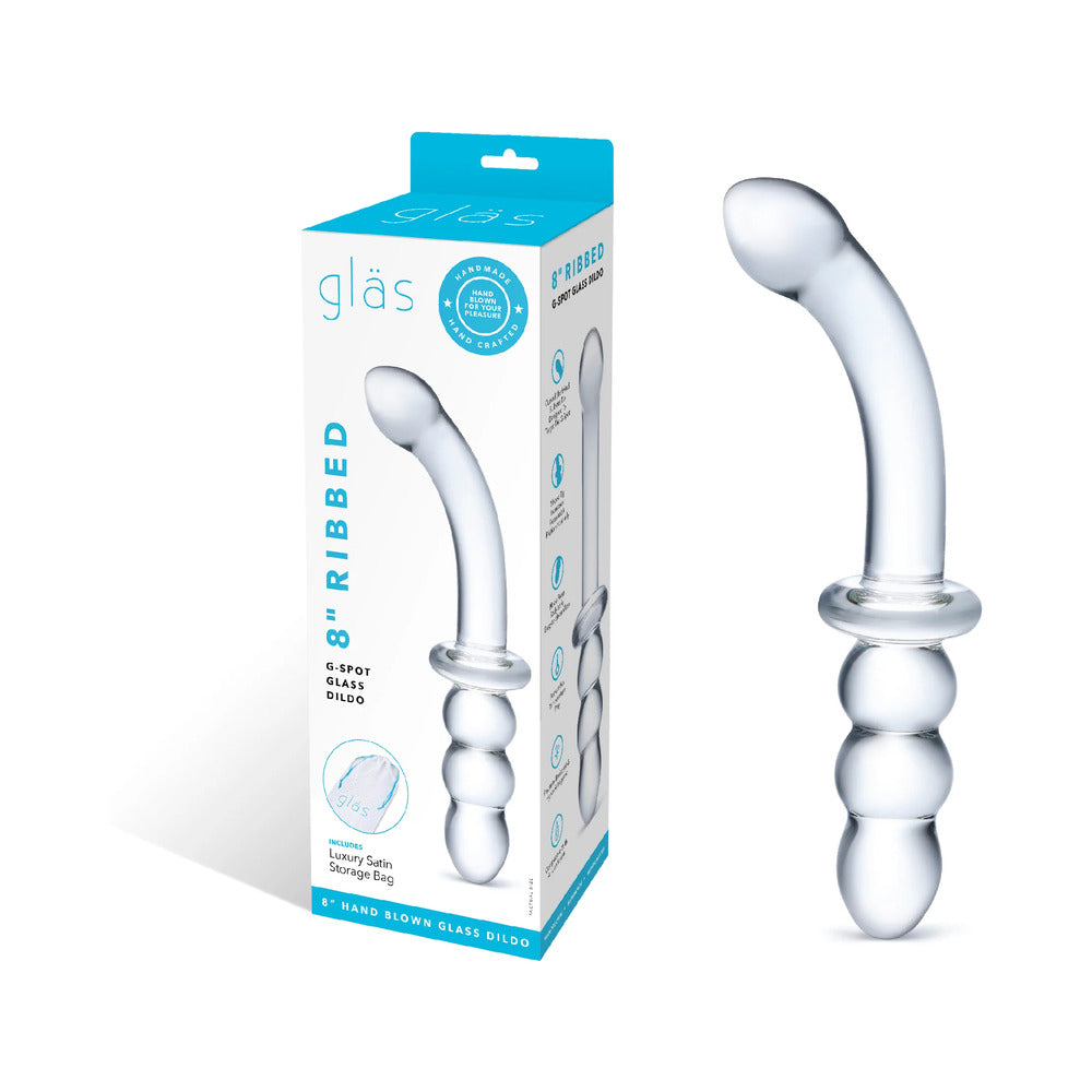 Glas 8 " Ribbed G-Spot Glass Dildo