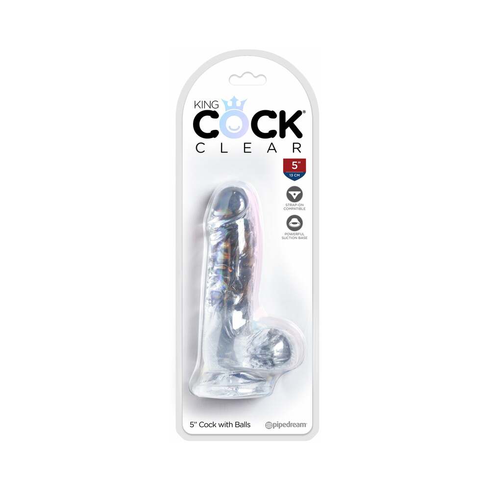 King Cock Clear 5 " Cock With Balls Realistic Suction Cup Dildo