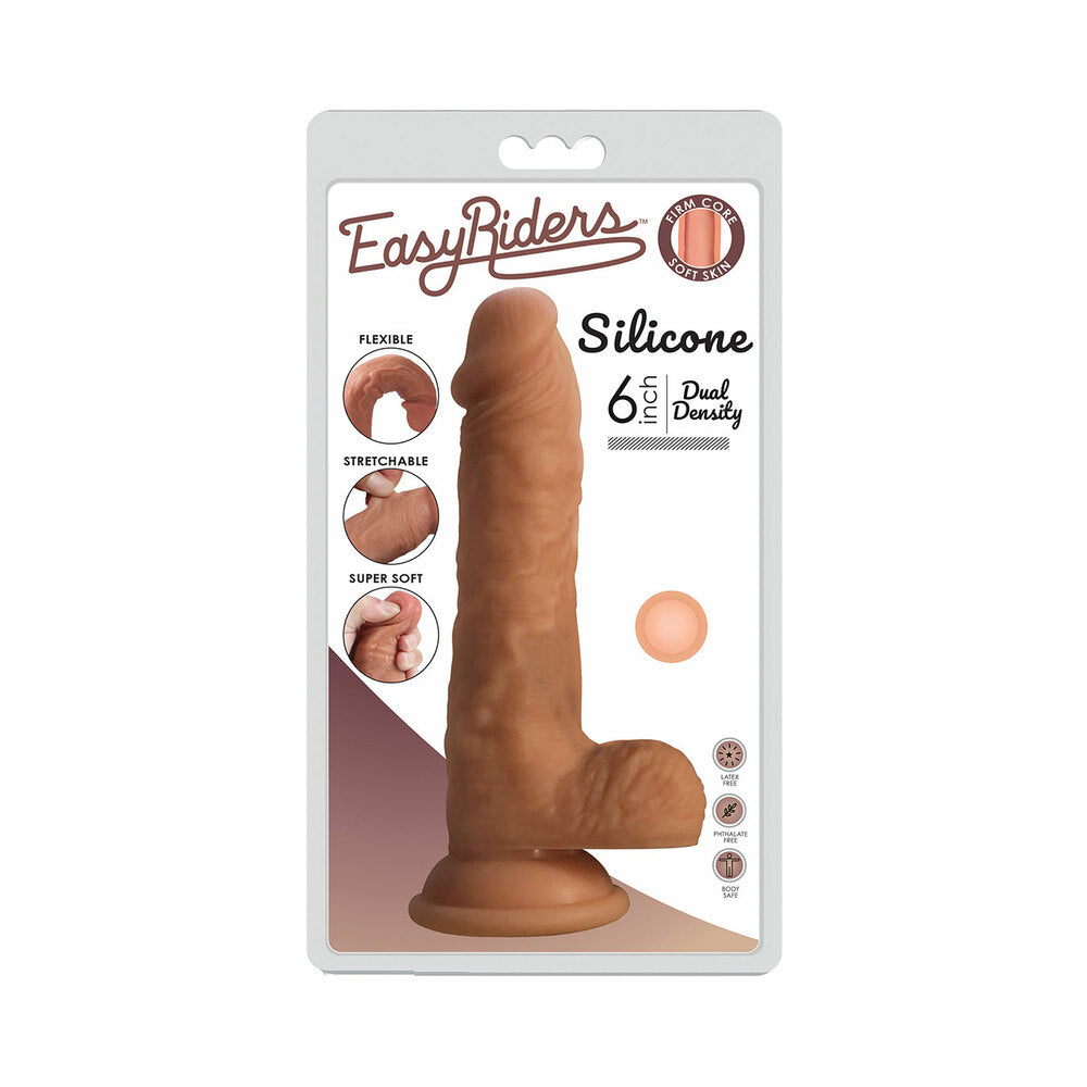 Curve Toys Easy Riders 6 " Dual Density Silicone Dildo with Balls & Suction Cup Light