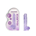 RealRock Crystal Clear Realistic 6 " Dildo With Balls and Suction Cup Purple