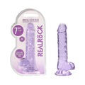 RealRock Crystal Clear Realistic 7 " Dildo With Balls and Suction Cup Purple
