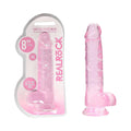 RealRock Crystal Clear Realistic 8 " Dildo With Balls and Suction Cup Pink