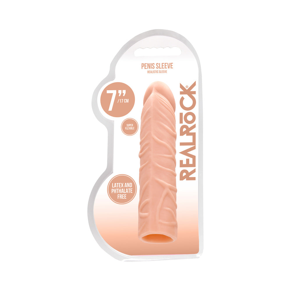 RealRock Realistic Veiny 7 " Penis Sleeve Extender Beige