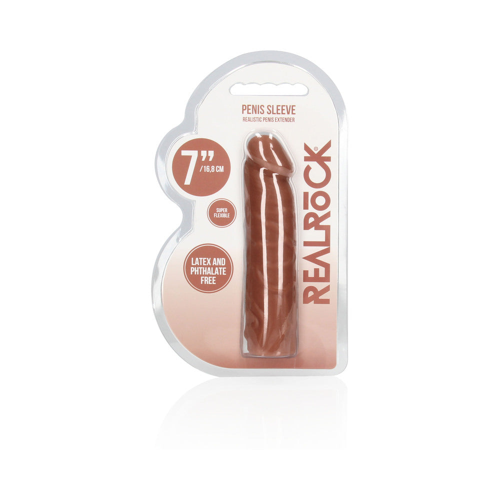 RealRock Realistic Veiny 7 " Penis Sleeve Extender Tan
