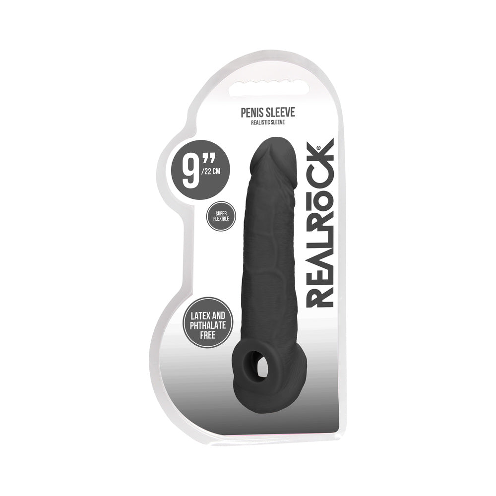 RealRock Realistic 9 " Penis Sleeve Extender Sling Black