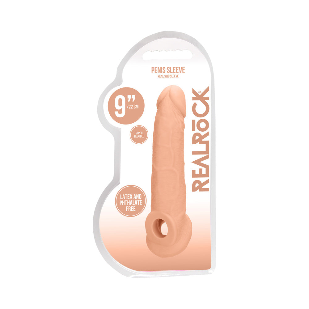 RealRock Realistic 9 " Penis Sleeve Extender Sling Beige