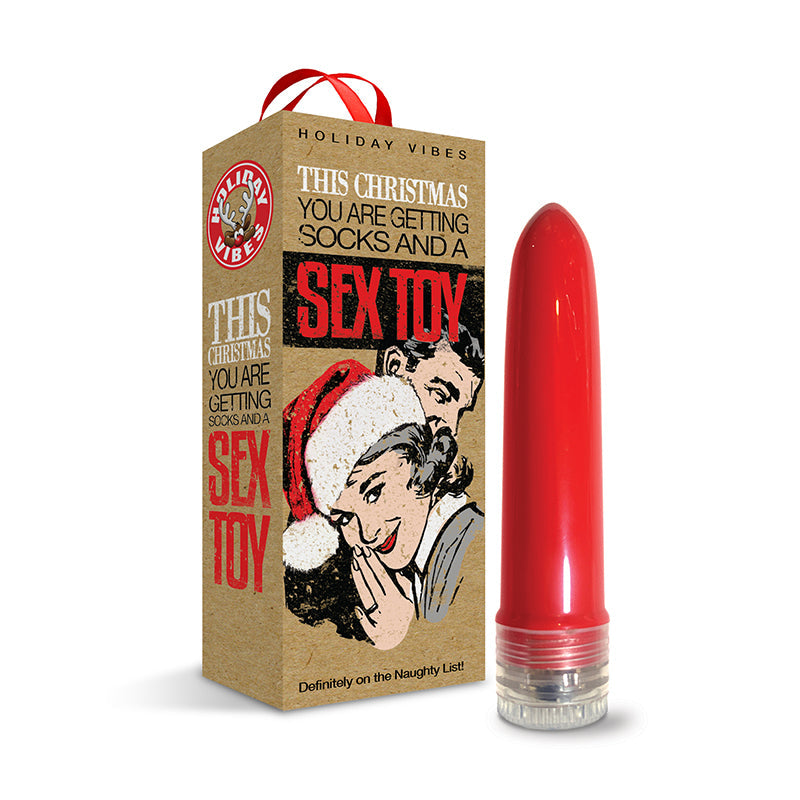 Naughty List Gift Socks And A Sex Toy 4 " Multi-Speed Vibe With Storage Bag