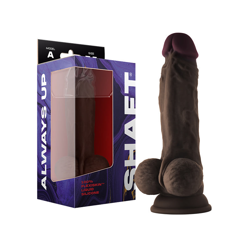 Shaft Model A: 7.5 " Dual Density Silicone Dildo with Balls Mahogany